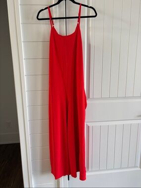 Athleta Red Wide-Leg Jumpsuit with Adjustable Straps